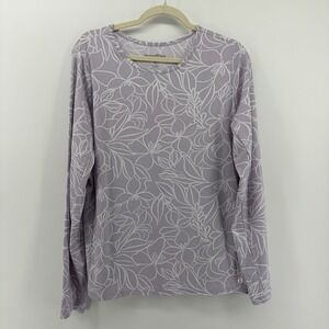 Hang Ten Womens Long Sleeve‎ Shirt UV Protection Floral Print Purple XL